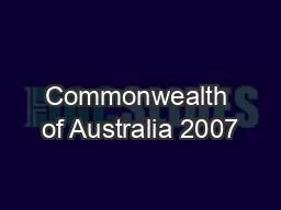 Commonwealth of Australia 2007