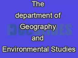 The department of Geography and Environmental Studies