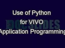 Use of Python for VIVO Application Programming