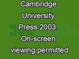 Copyright Cambridge University Press 2003. On-screen viewing permitted