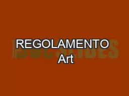 REGOLAMENTO  Art