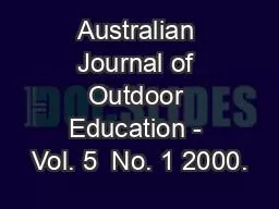 Australian Journal of Outdoor Education - Vol. 5  No. 1 2000.