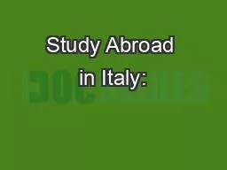 Study Abroad in Italy: