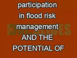 participation in flood risk management AND THE POTENTIAL OF