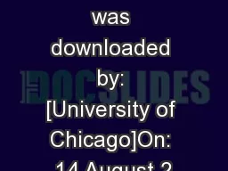 This article was downloaded by: [University of Chicago]On: 14 August 2