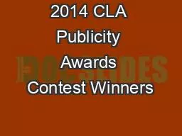 2014 CLA Publicity Awards Contest Winners