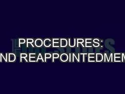 PROCEDURES: NEW AND REAPPOINTEDMEMBERS