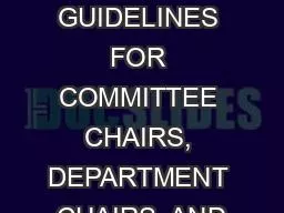 REAPPOINTMENT GUIDELINES FOR COMMITTEE CHAIRS, DEPARTMENT CHAIRS, AND