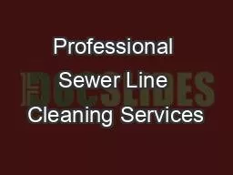 Professional Sewer Line Cleaning Services