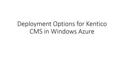 Deployment Options for Kentico CMS in Windows Azure
