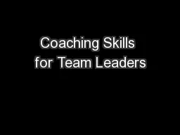 Coaching Skills for Team Leaders