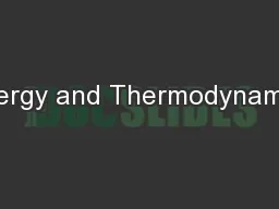 Energy and Thermodynamics