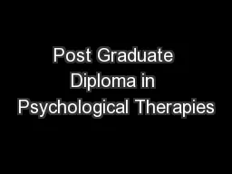 Post Graduate Diploma in Psychological Therapies