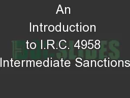 An Introduction to I.R.C. 4958 (Intermediate Sanctions)