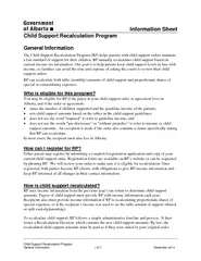 Child Support Recalculation Program General Informationof December 201