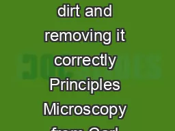 The Clean Microscope Recognizing dirt and removing it correctly Principles Microscopy