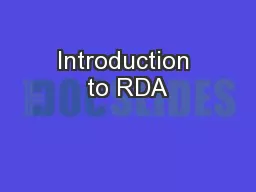 Introduction to RDA