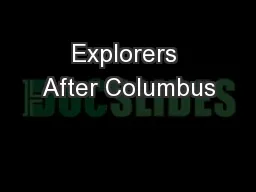 Explorers After Columbus