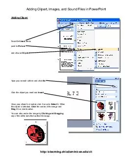 Adding Clipart Images and Sound Files in PowerPoint Adding Clipart From the Insert menu