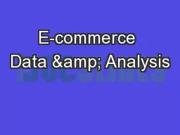 E-commerce Data & Analysis