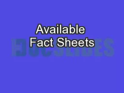 Available Fact Sheets