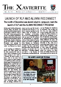LAUNCH OF XLP AND The month of December saw alumni return to campus to