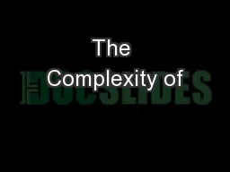 The Complexity of