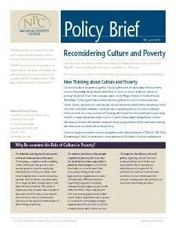 Why Re-examine the Role of Culture in Poverty?To debunk existing myths
