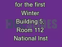 (lecture notes for the first Winter Building 5, Room 112 National Inst