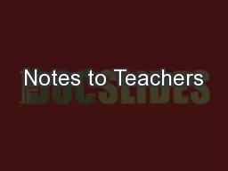 Notes to Teachers