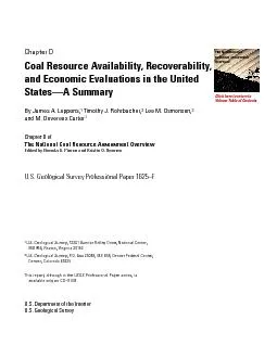 Coal Resource Availability, Recoverability, Timothy J. Rohrbacher,U.S.