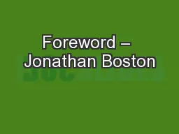 Foreword – Jonathan Boston