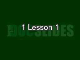 1 Lesson 1