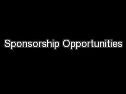 Sponsorship Opportunities