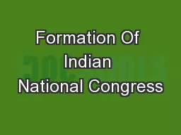 Formation Of Indian National Congress