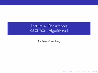Lecture4:RecurrencesCSCI700-AlgorithmsI