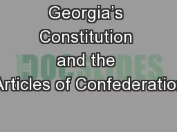 Georgia’s Constitution and the Articles of Confederation