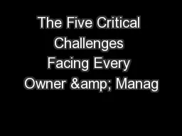 The Five Critical Challenges Facing Every Owner & Manag