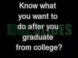 Know what you want to do after you graduate from college?