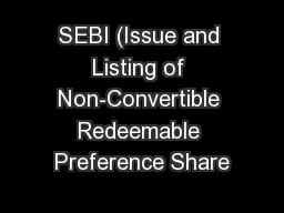 SEBI (Issue and Listing of Non-Convertible Redeemable Preference Share
