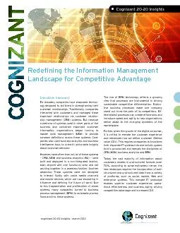 Redefining the Information Management Landscape for Competitive Advant