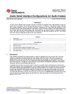 Application Report SLAA September  Audio Serial Interface Configurations for Audio Codecs Jorge Arbona Uttam Agarwal