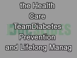 Redesigning the Health Care TeamDiabetes Prevention and Lifelong Manag