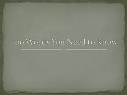 100 Words You Need to Know