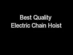 Best Quality Electric Chain Hoist