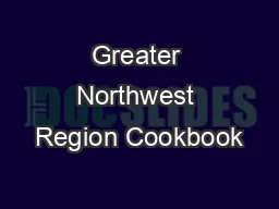 Greater Northwest Region Cookbook