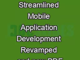 Mobile Streamlined Mobile Application Development Revamped and new PDF