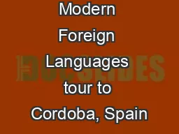 Modern Foreign Languages tour to Cordoba, Spain