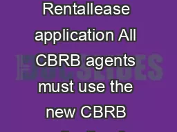 Page  of  CBRB CBrappRA  Rentallease application All CBRB agents must use the new CBRB