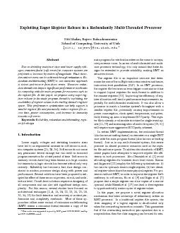 ExploitingEagerRegisterReleaseinaRedundantlyMulti-ThreadedProcessorNit